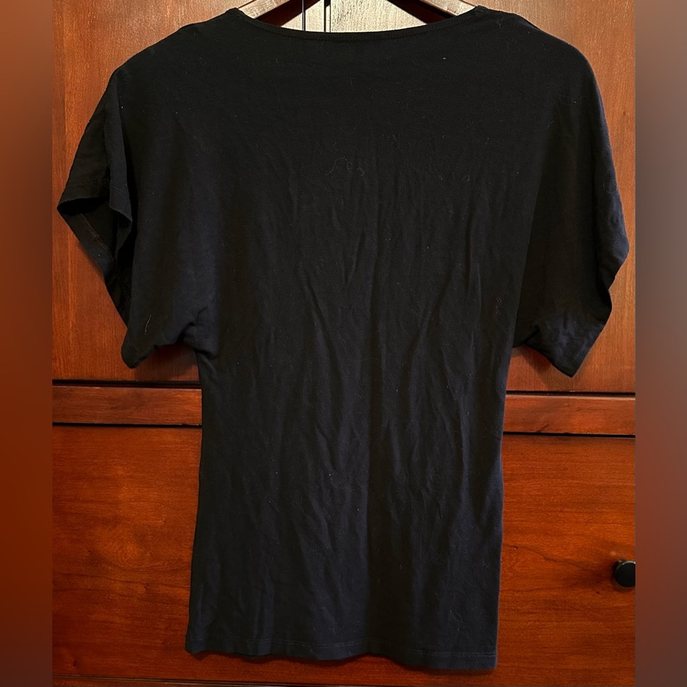 LADIES Theory Vintage Black Stretch Fitted Short Sleeve Blouse Shirt - Petite - Picture 6 of 11